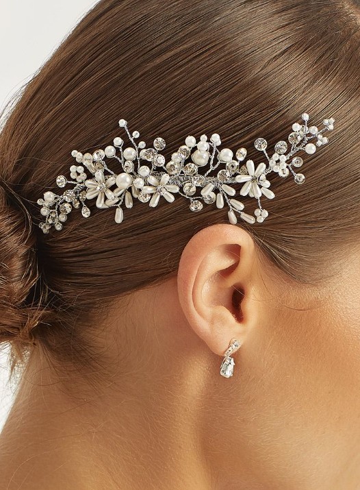 Bridal Comb with Pearl Florals J393
