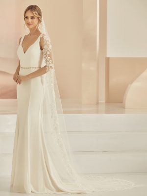 Chapel Veil with Floral Lace Edge S408