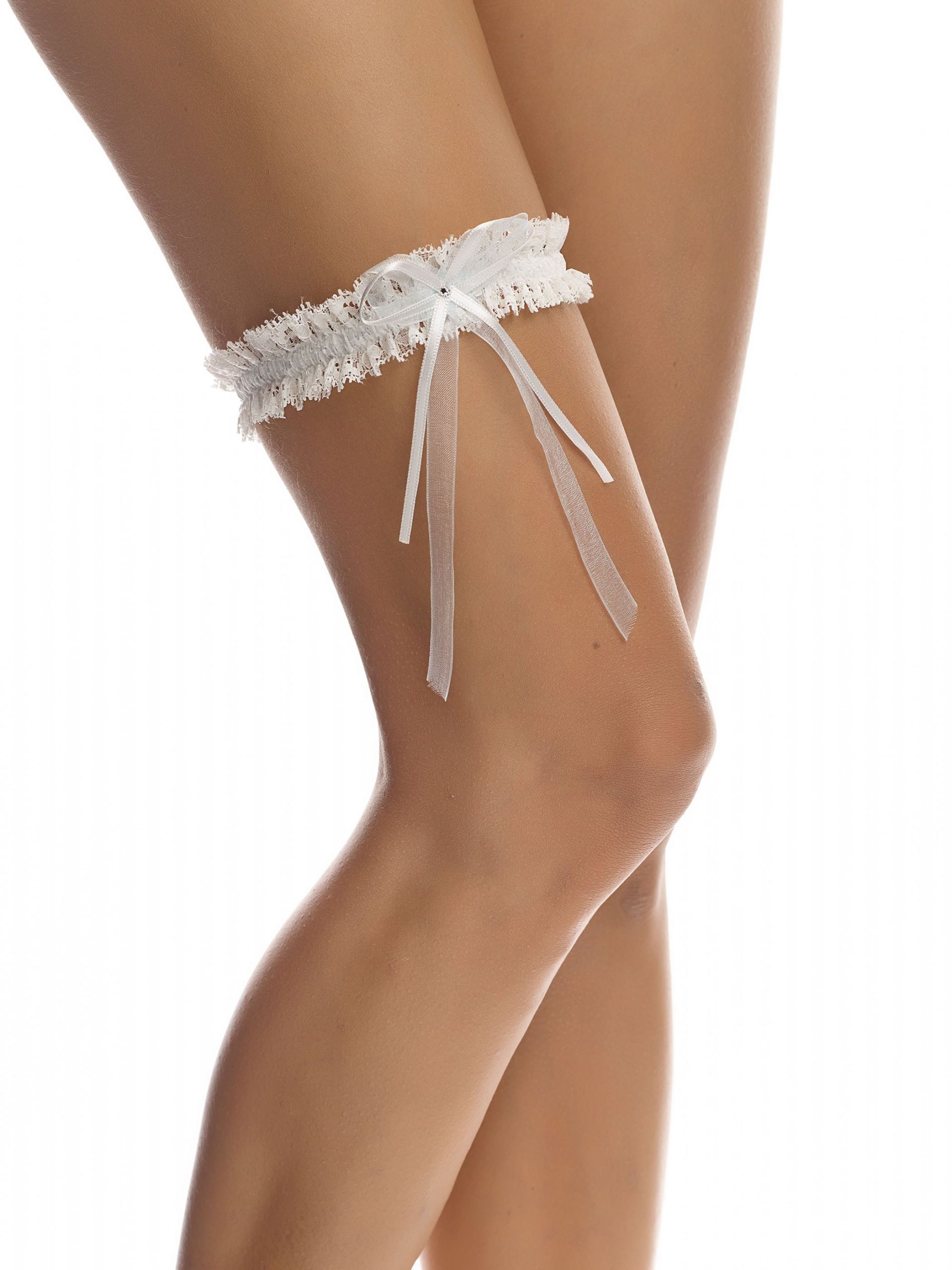 Dainty Ivory Bridal Garter with Blue Bow SB7