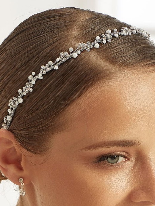 Diamante and Pearl Bridal Hair Vine J468