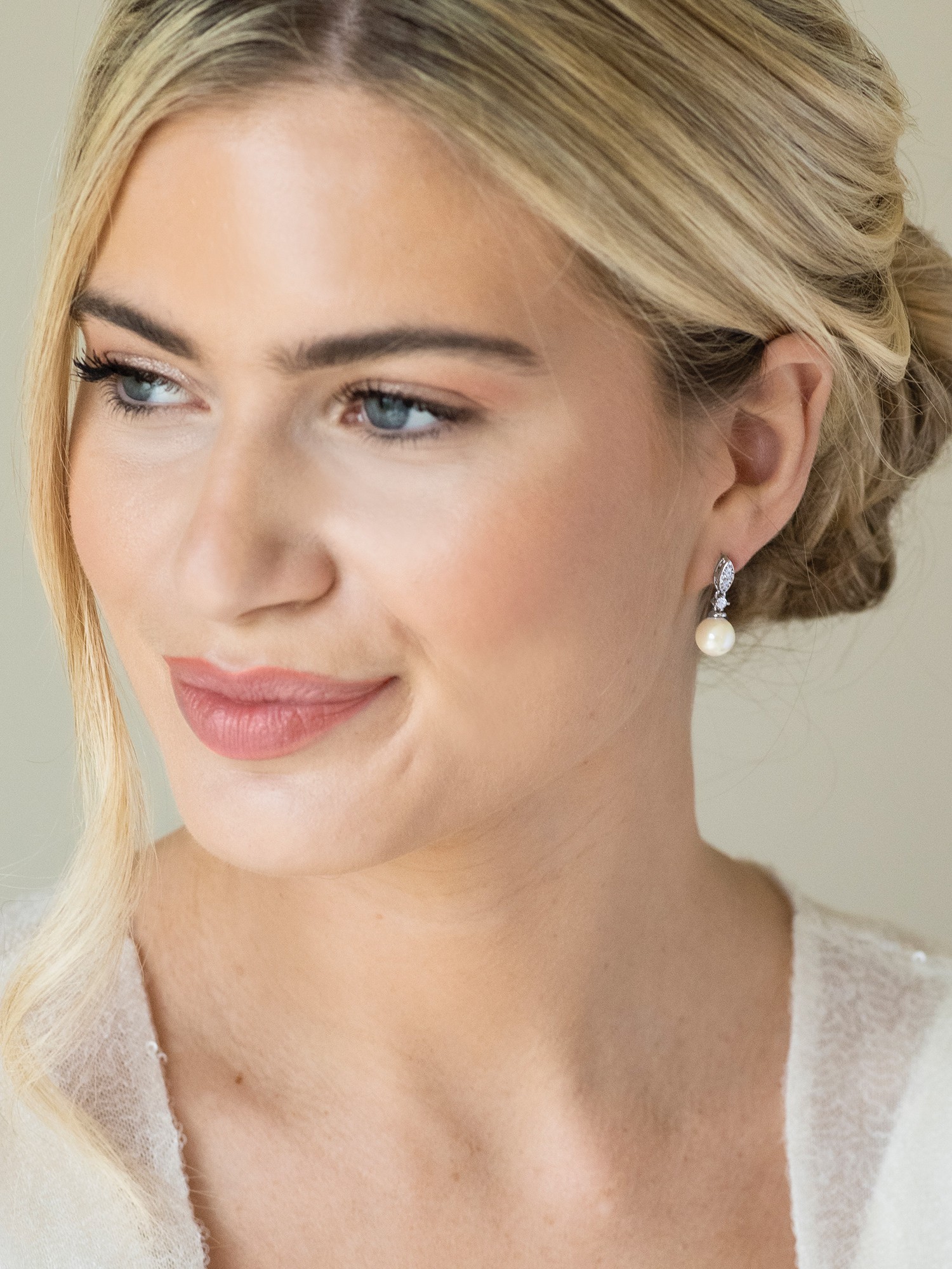 Dublin Pearl Drop Bridal Earrings in Silver or Gold