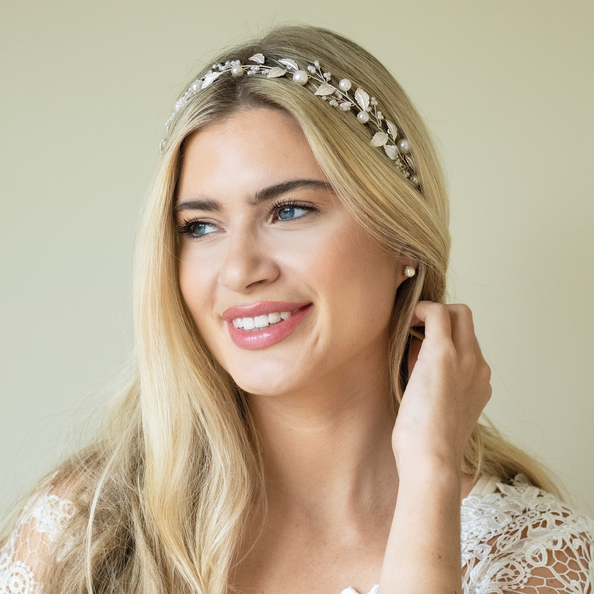 Enamel Leaf Bridal Hair Vine in Silver or Gold – Skylark