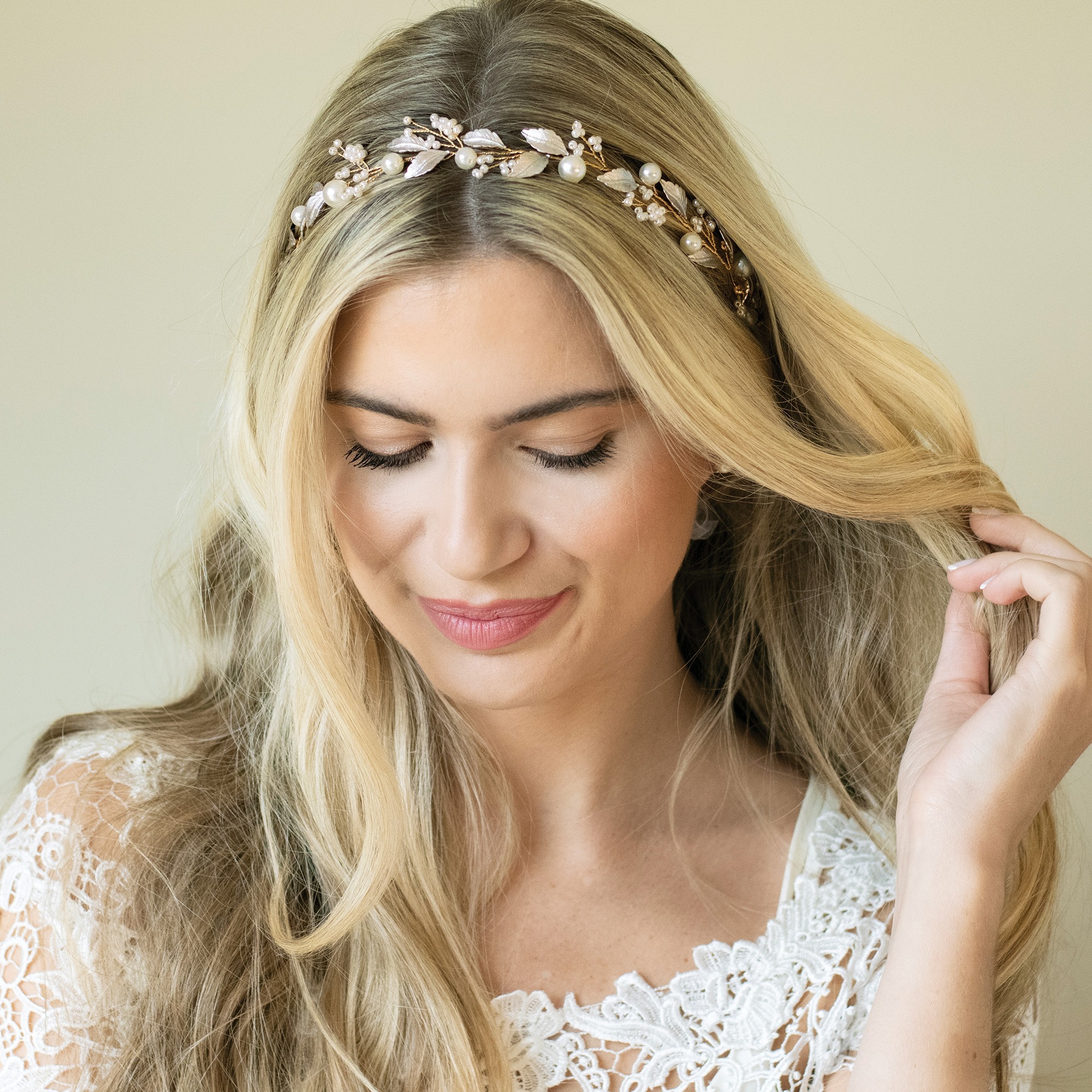Enamel Leaf Bridal Hair Vine in Silver or Gold – Skylark