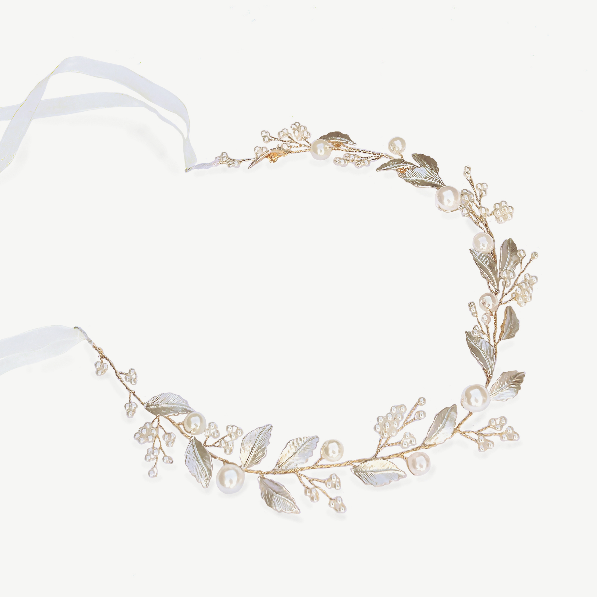 Enamel Leaf Bridal Hair Vine in Silver or Gold – Skylark