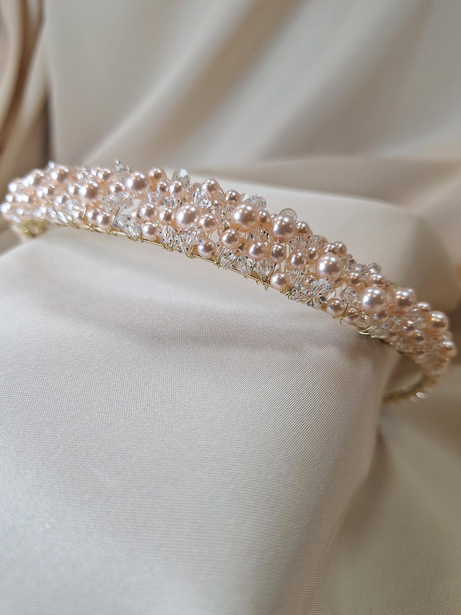 Handmade Pearl and Crystal Tiara AR261 - Grace - Image 3