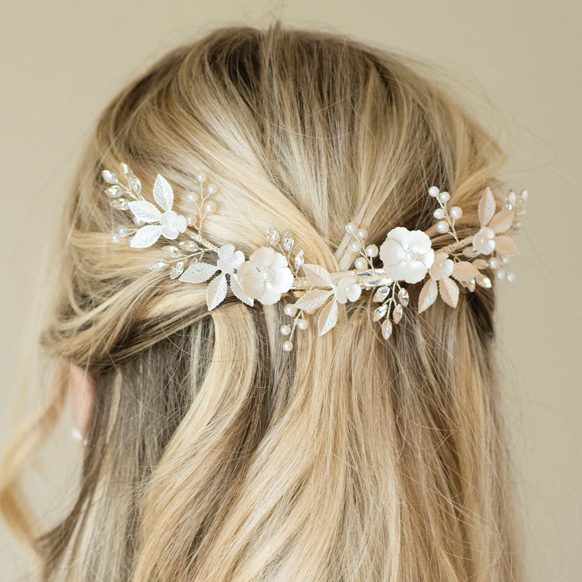 Statement Floral Hair Clip in Silver or Gold – Bloom