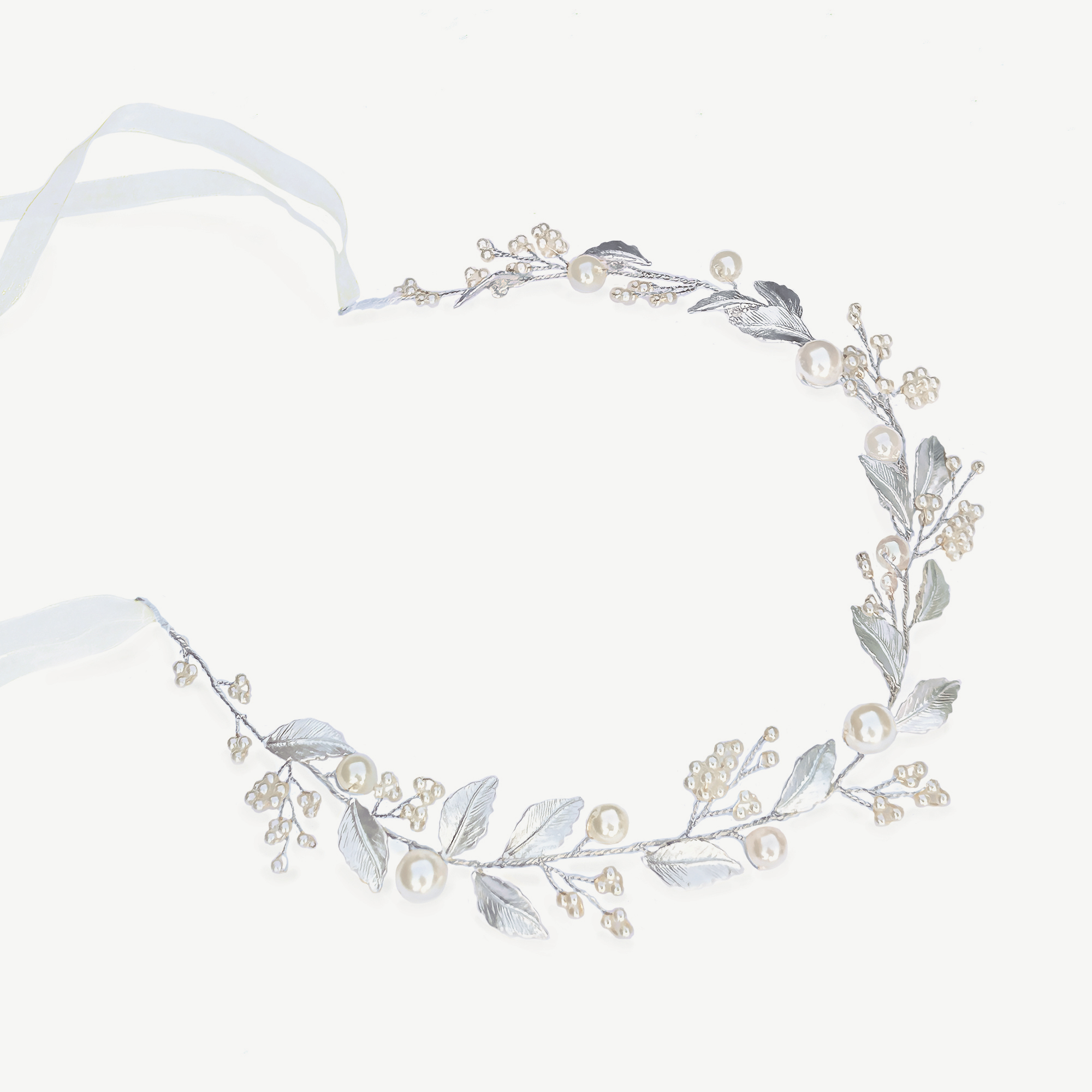 Enamel Leaf Bridal Hair Vine in Silver or Gold – Skylark