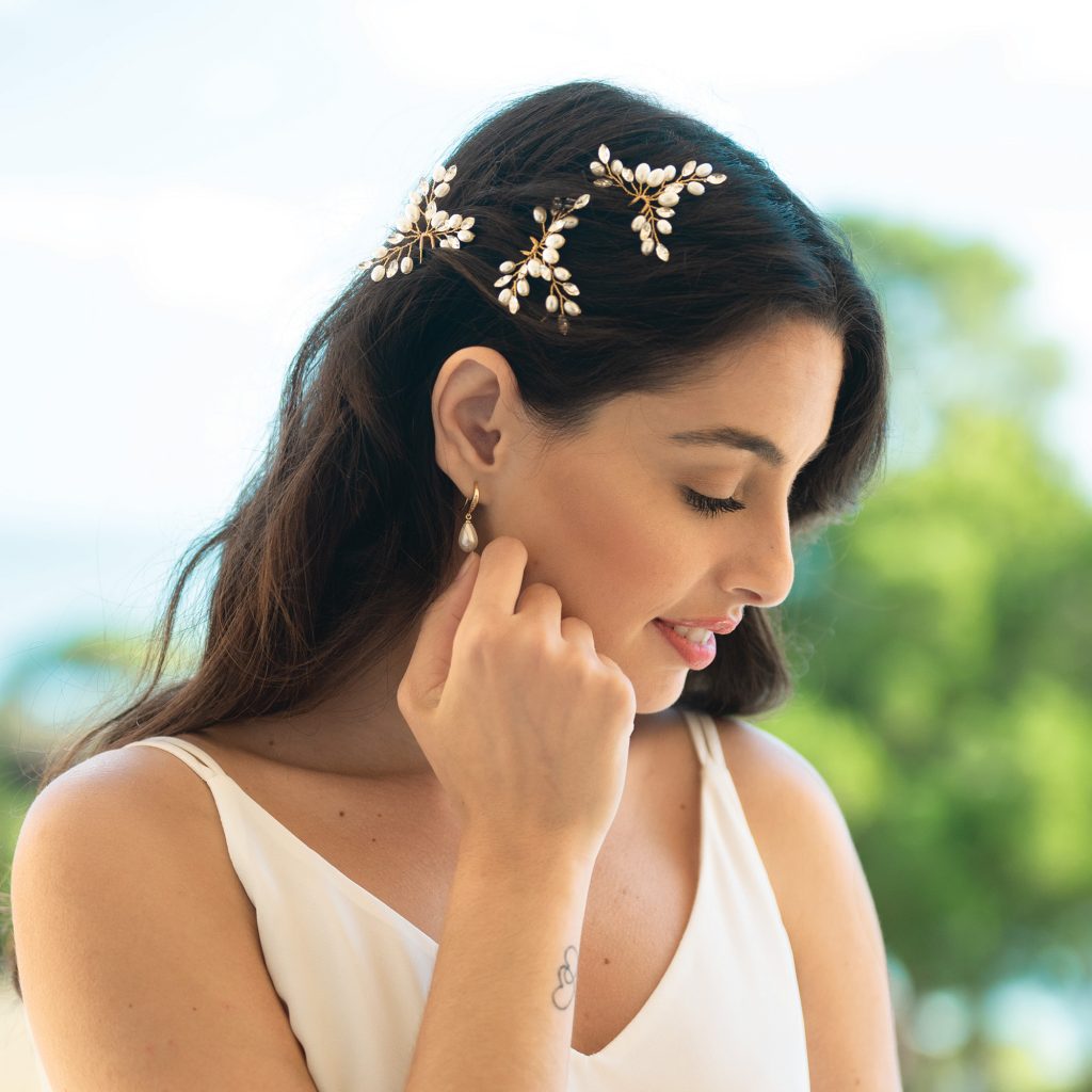 Cosmos Crystal Pearl Hairpin Set