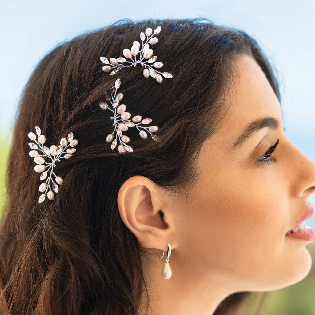 Cosmos Crystal Pearl Hairpin Set