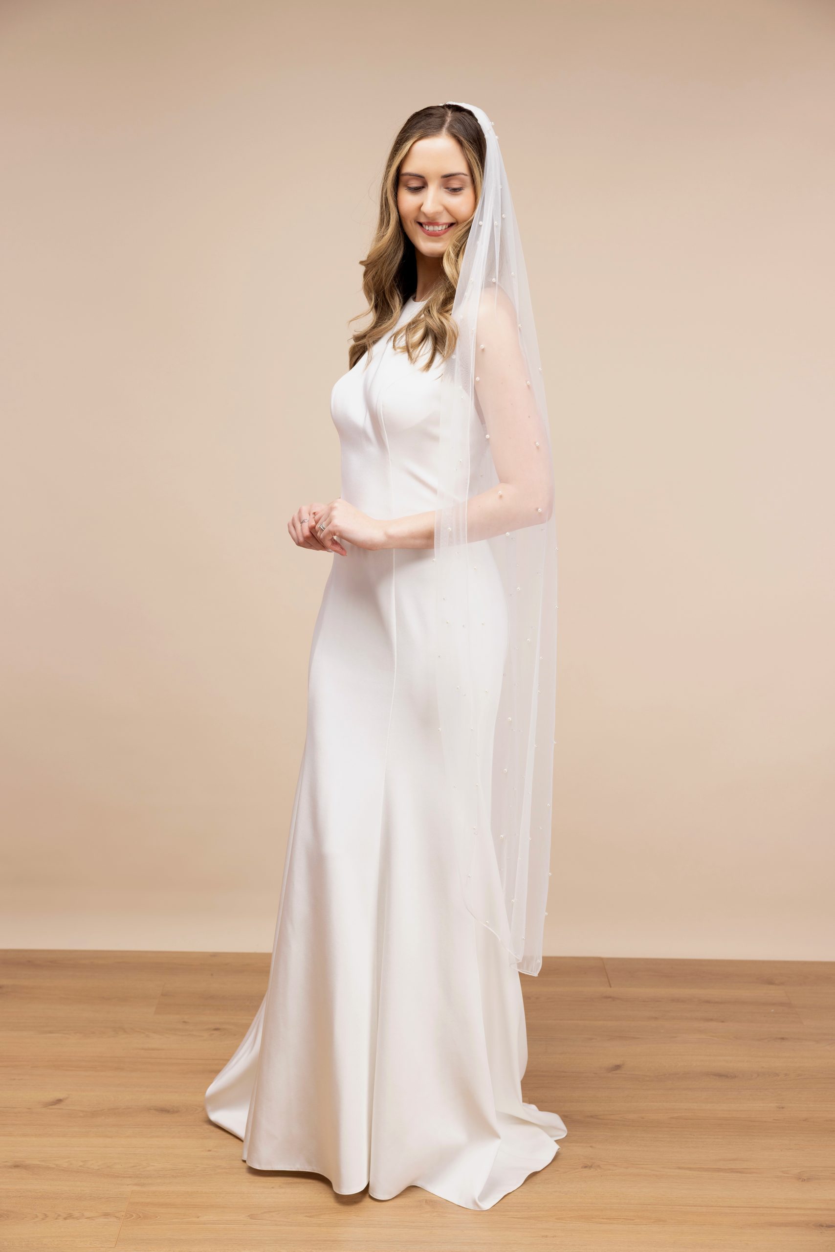 Waltz Length Pearl Veil with Pencil Edge PBV9012-150