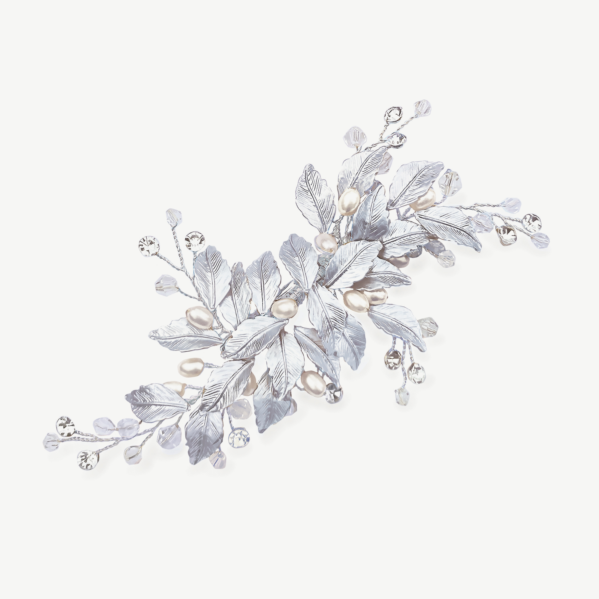 Crystal and Pearl Leaf Hair Clip