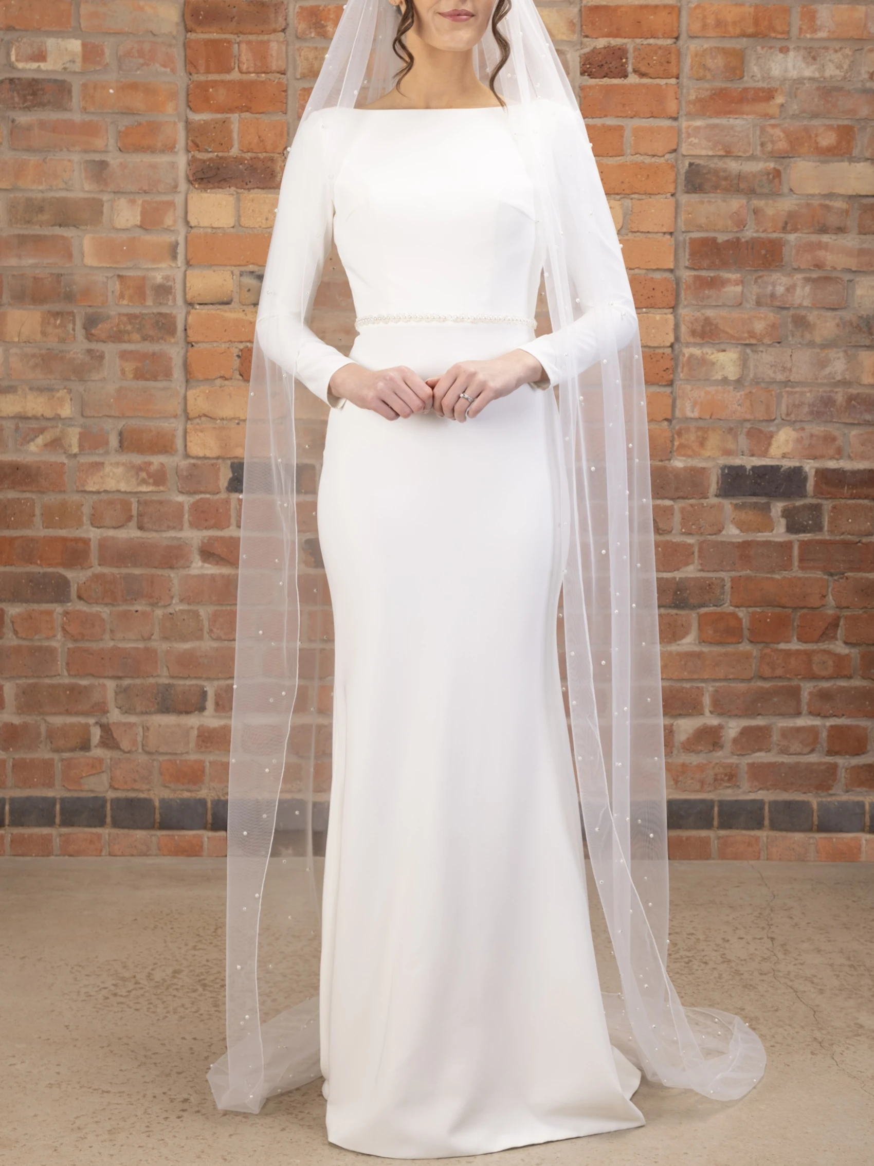 Chapel Length Pearl Veil with Pencil Edge PBV9012-230
