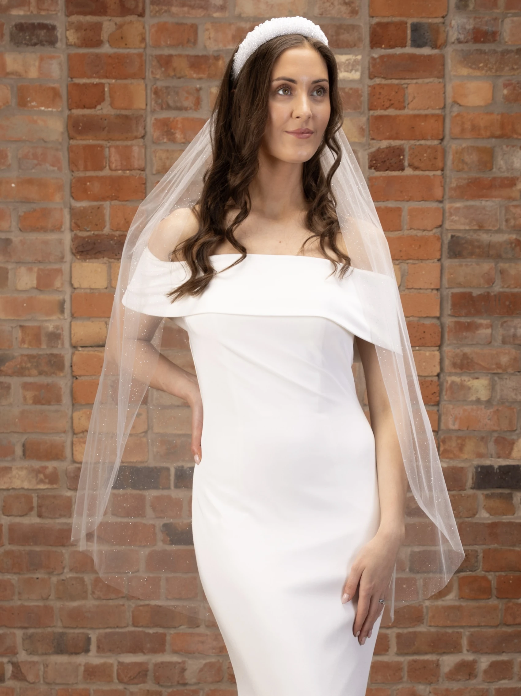 fingertip length glitter veil by Perfect Bridal