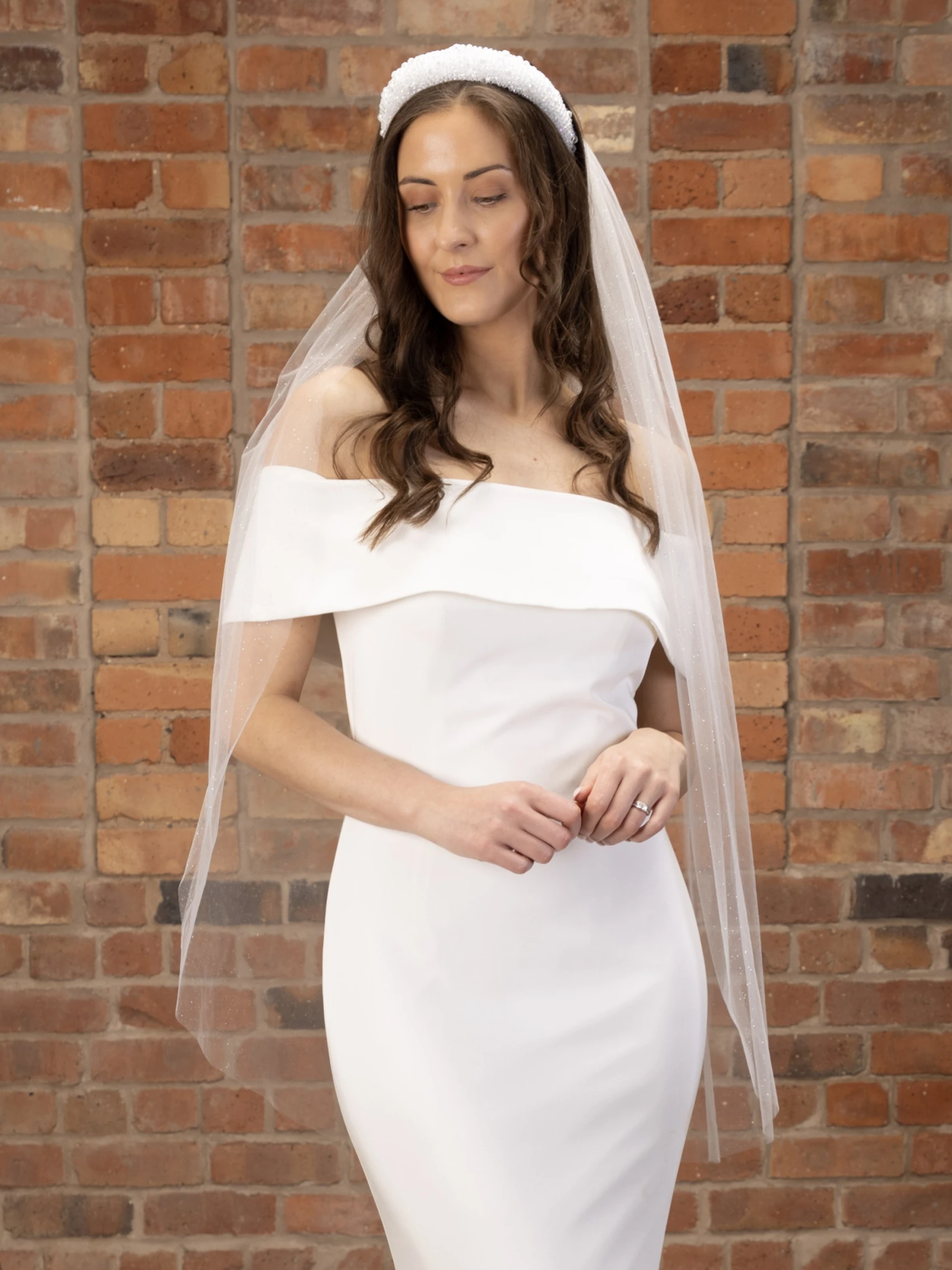 fingertip length glitter veil by Perfect Bridal