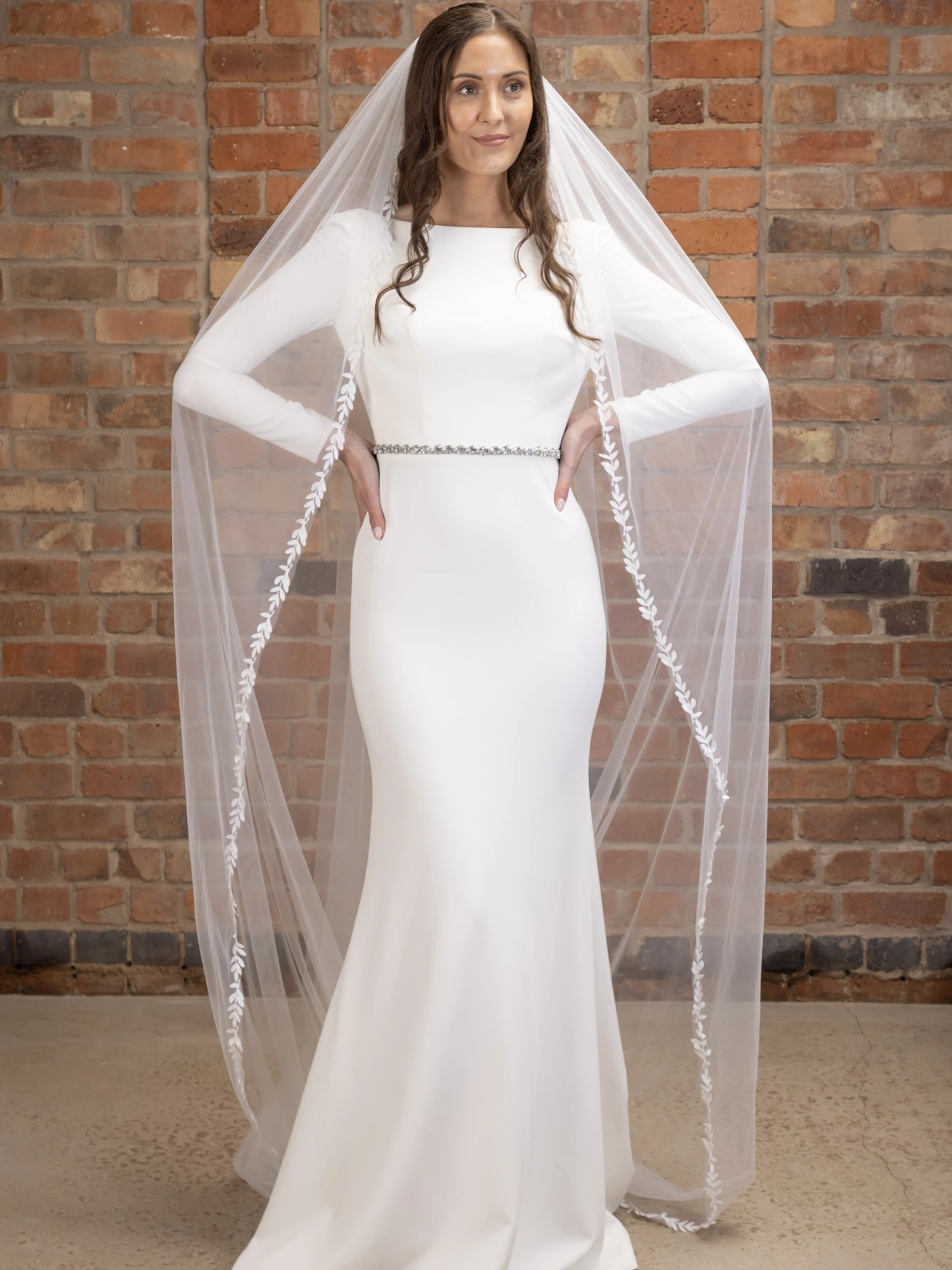 Leaf Lace Cathedral Veil PBV9056