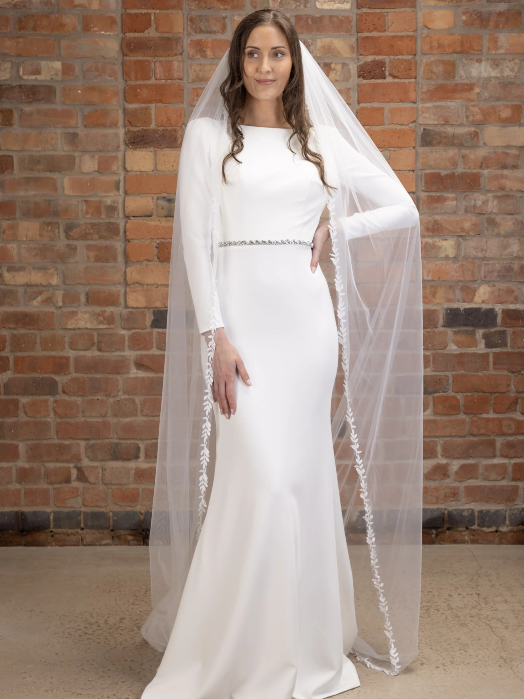 Leaf Lace Cathedral Veil PBV9056
