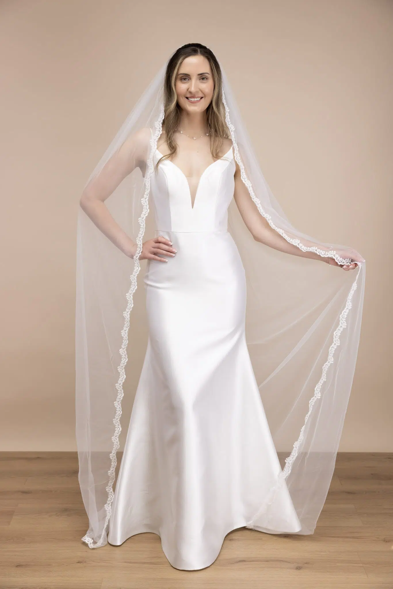 Corded Lace Chapel Veil – PBV9007-245 - Image 3