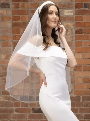 Pearl and Crystal Hip Veil – PBV9024